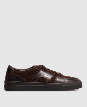 Santoni Brown suede sneakers with perforations MBGT22221SMOTGEU