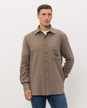 Stefano Ricci Brown shirt with embroidered emblem MC008411BN3028