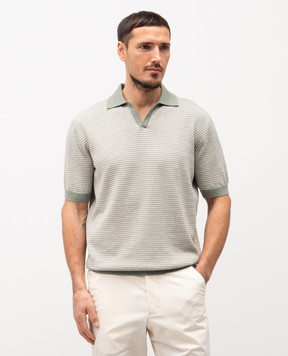 Agnona Green polo shirt with striped pattern K311U357H1412