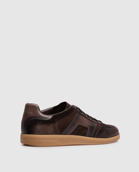 Santoni Brown suede sneakers with a vintage effect MBPL22251FARTGEU