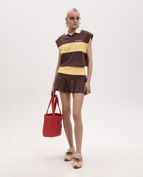 Palm Angels Brown top with polo collar PWGB017S26FAB001