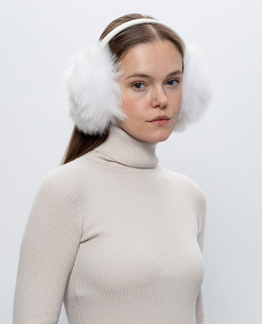 Yves Salomon White fox fur headphones 23WAA124XXRDXX