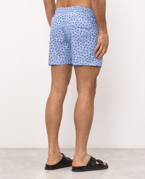 ISAIA Blue printed swim shorts with embroidered logo COSI19BW260