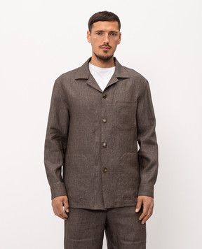 Canali Brown linen shirt AE0595831023