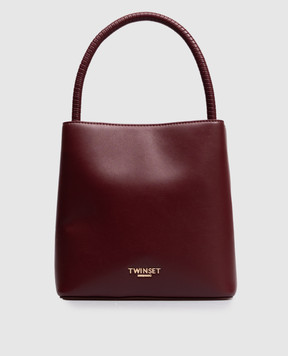 Twinset Burgundy bucket bag with textured logo 262TB7035
