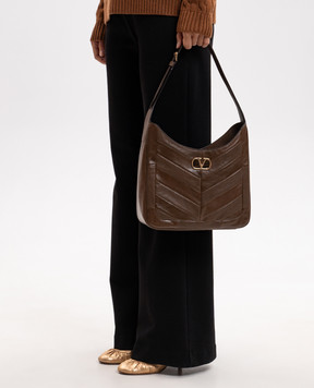 Valentino VLogo Brown Leather Hobo Bag 9W2B0T80KID