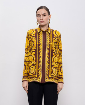 Versace Brown silk blouse Barocco 10013601A04236