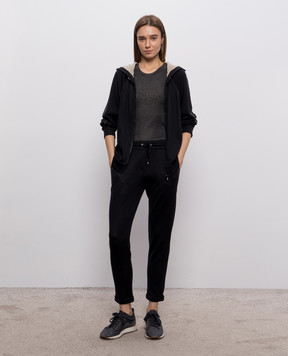 Brunello Cucinelli Black silk sports jacket with monil chain MP828SM606