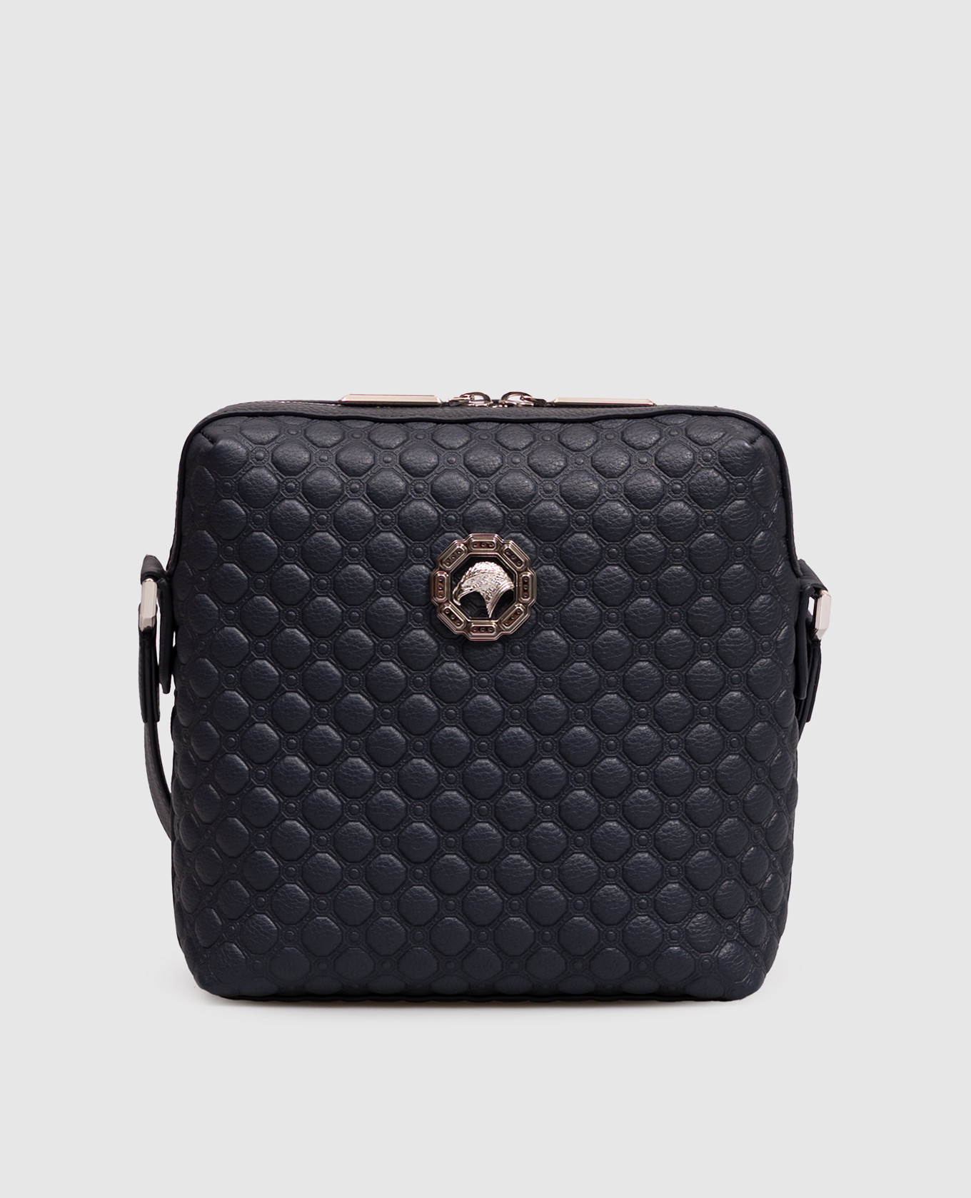 Blue leather bag with Asia brand embossing