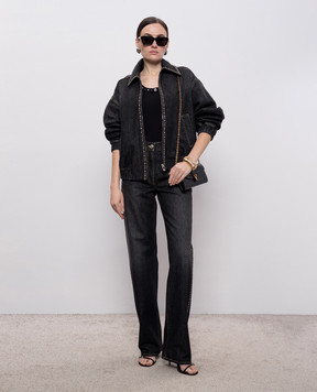 Versace Black denim jacket with crystals 10230671A16477