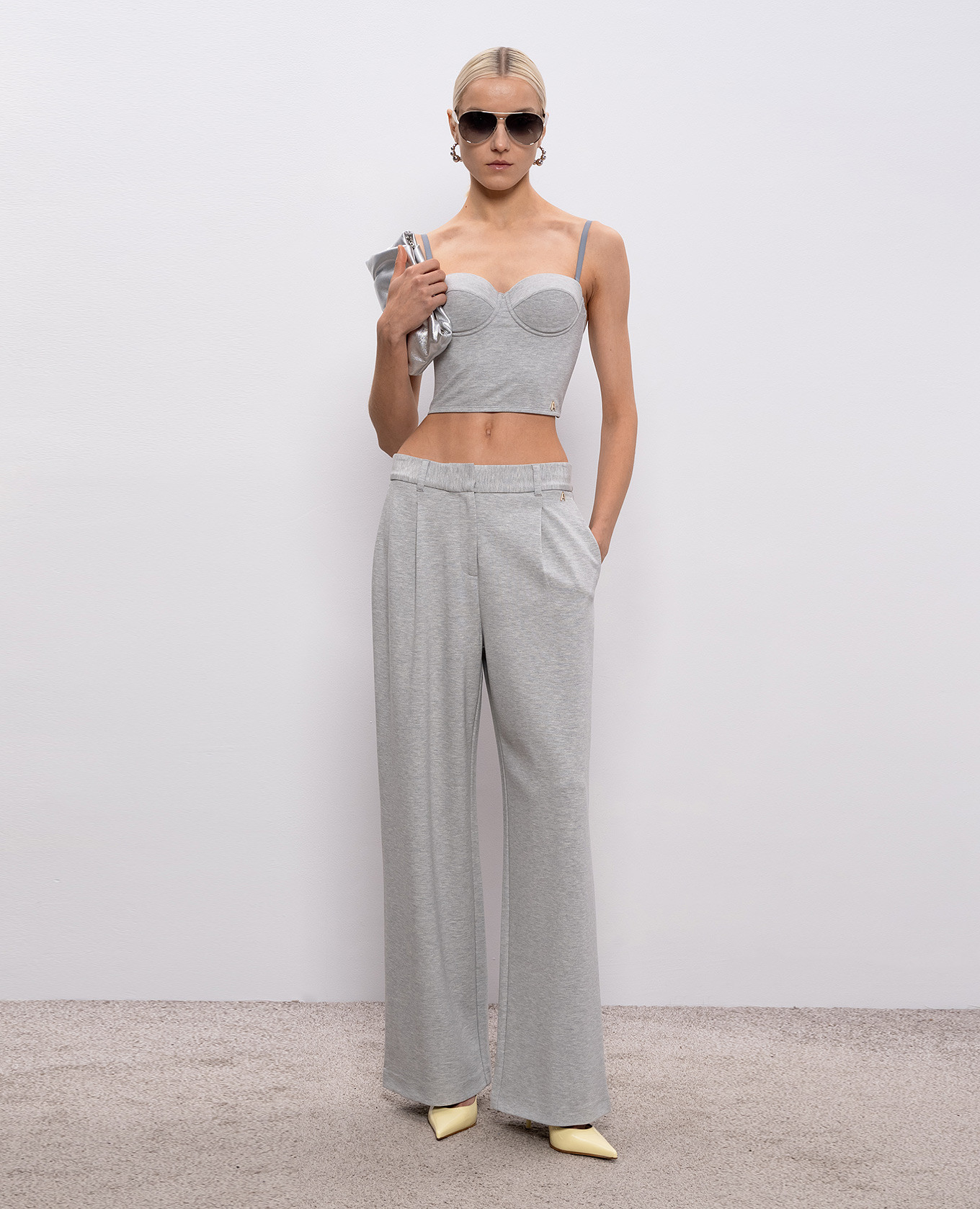 Grey melange bustier top Twinset 2