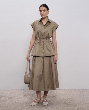 Peserico Khaki shirt with monil chain A0681901979