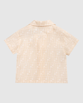Fendi Children's beige linen shirt with logo embroidery BUC013AY8C