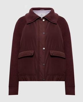 Brunello Cucinelli Burgundy down jacket with wool and cashmere MH5257294P
