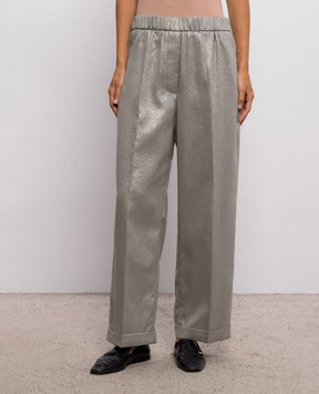 Peserico Gray pants with lurex A0403607007