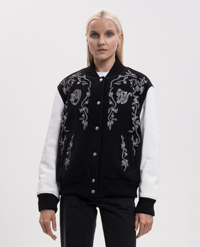 Off-White Black combination bomber jacket 2FG00404T