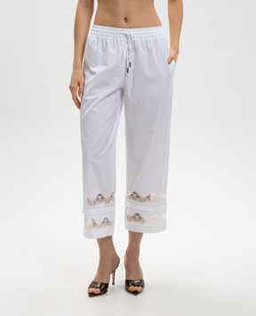 Ermanno Scervino White pants with lace D482P373APBQP