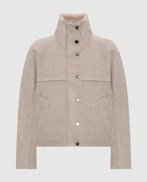 Brunello Cucinelli Beige wool and cashmere jacket with fur MD5327555