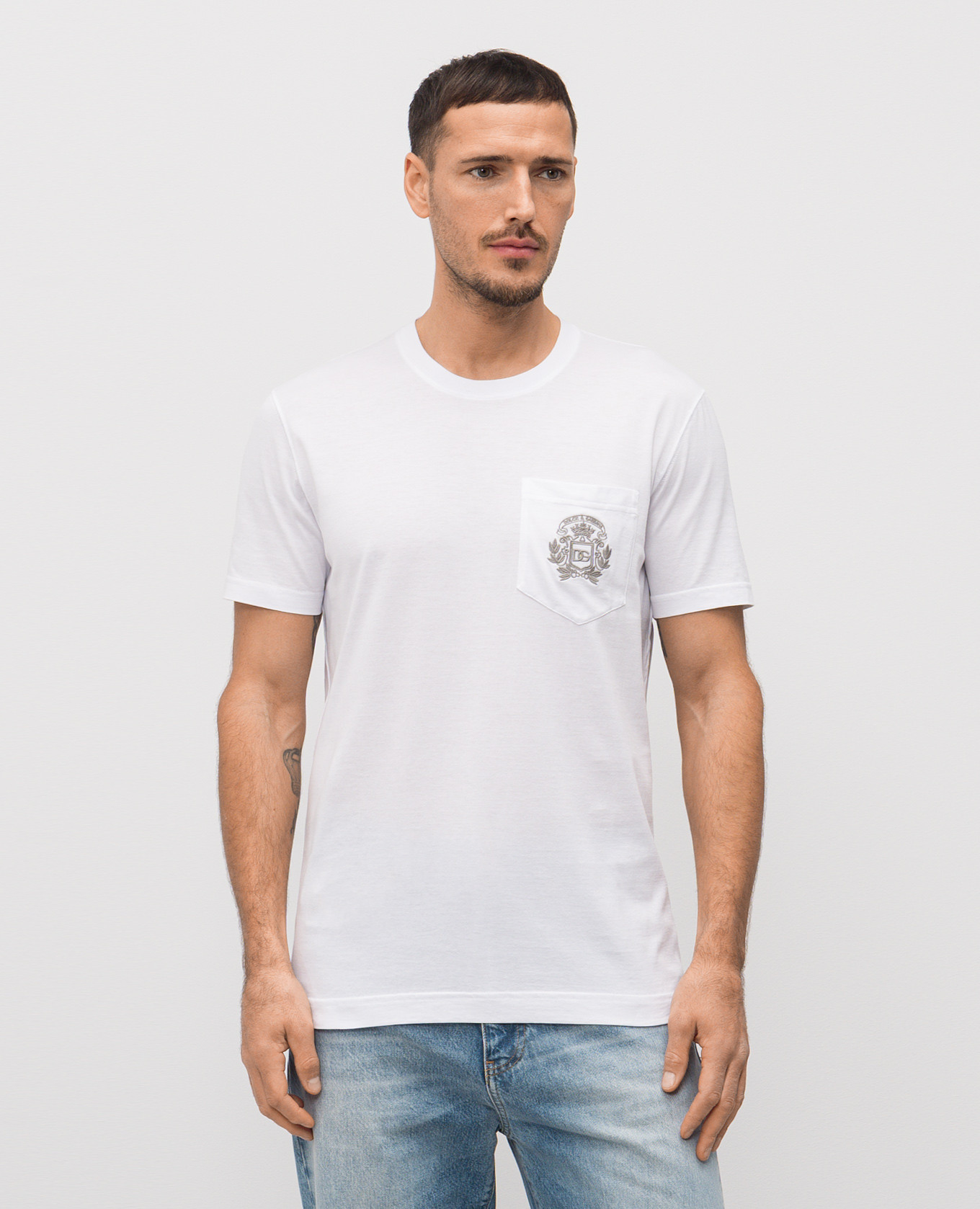 

White T-shirt with logo embroidery Dolce&Gabbana