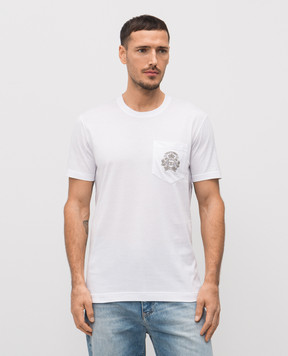Dolce&Gabbana White T-shirt with logo embroidery G8RA2ZG7PZE