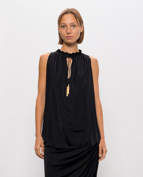 Balmain Black top with drape TO0000000044