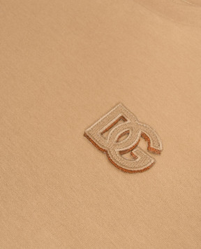 Dolce&Gabbana Children's brown T-shirt with monogram patch L4JTHVG7PSJ26