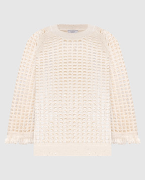 Peserico Beige openwork jumper with sequins and fringe A99047F0709110