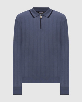 Stefano Ricci Blue wool polo shirt with embroidered logo K303024P30F26346