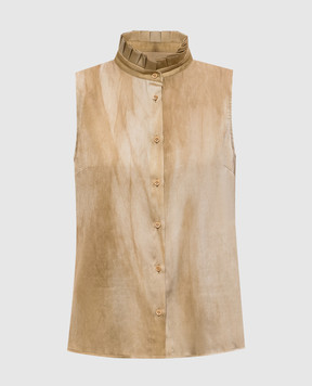 UMA WANG Brown sleeveless silk blouse UW1049