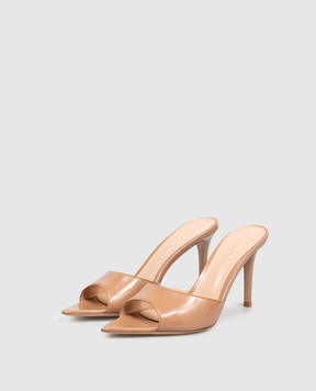 Gianvito Rossi ELLE beige glossy leather mules G1513085RIC