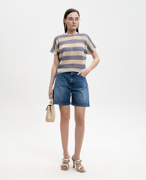 Solotre Blue denim shorts with a distressed effect M1AB0142