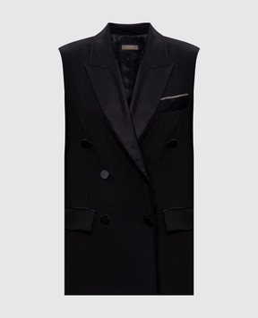 Peserico Black double-breasted wool vest E038505815A
