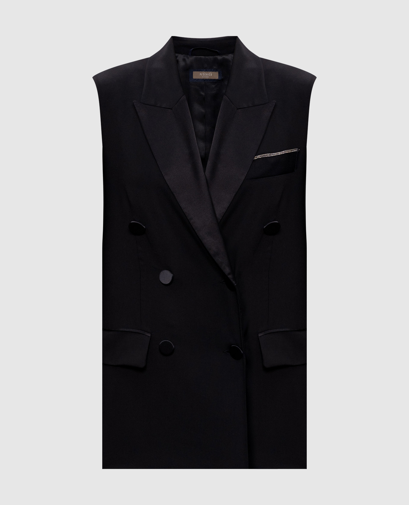 Black double-breasted wool vest Peserico