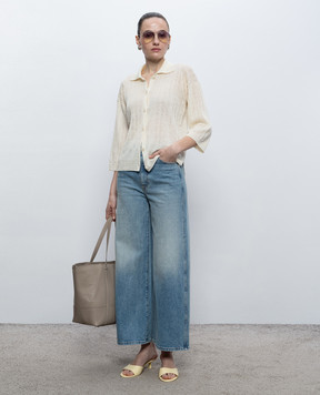 Peserico Beige cardigan with linen M99152F1209386