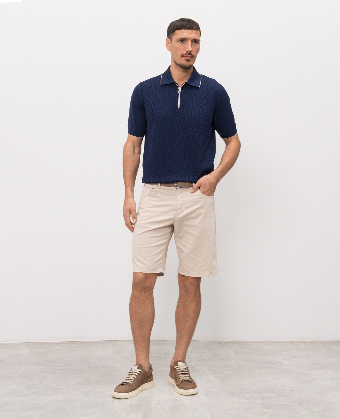 Beige shorts with embroidered monogram logo Stefano Ricci 2