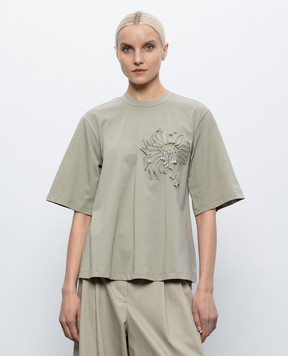 3.1 Phillip Lim Khaki T-shirt with applique S26110380PJB