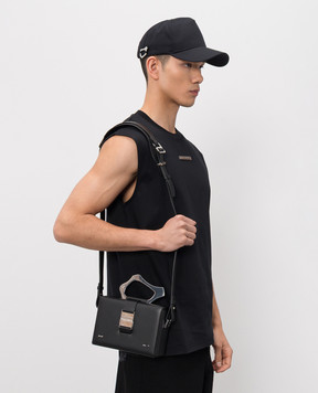 Heliot Emil Black leather bag with logo print 15041