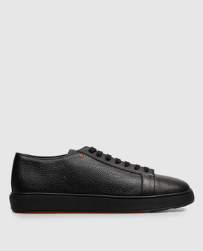 Santoni Black leather sneakers MBCD21532NEARAYD