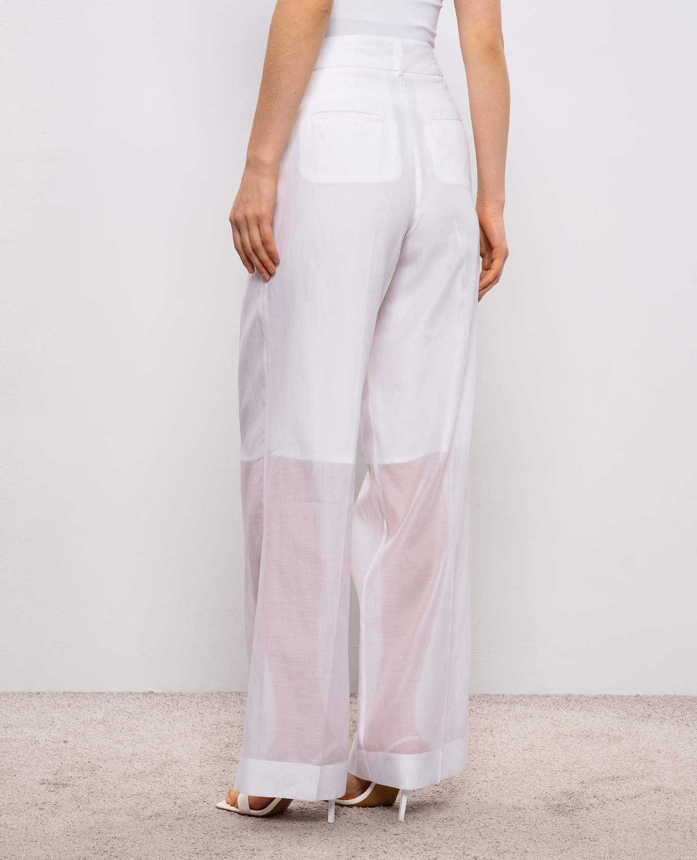 White silk pants with patch Peserico 4