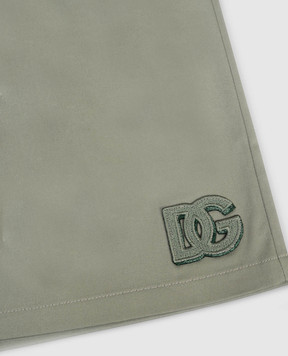 Dolce&Gabbana Children's green shorts with monogram patch L43Q96FUFKA46
