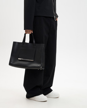 Heliot Emil Black VESPERA leather tote bag with logo 15077