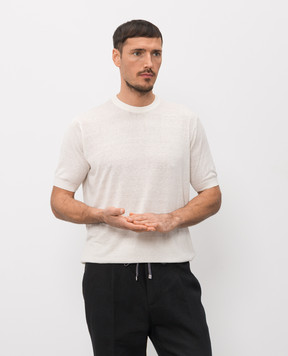 Cashmere&Whiskey Ivory silk and linen T-shirt MU7632318520R