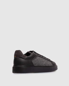 Doucal's Black combination sneakers with logo patch DU3322ALEXPJ795