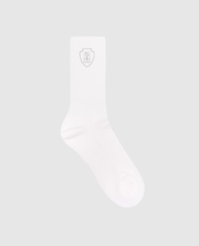 Brunello Cucinelli White socks with embroidered logo MCS95585T