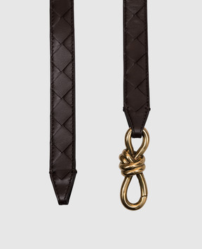 Bottega Veneta Brown leather adjustable belt with weaving 855245VCPP5
