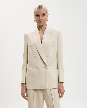 Dondup Double-breasted jacket in ivory with linen DJ745IF0041DXXX