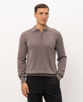 Cashmere&Whiskey Brown wool, silk and cashmere polo shirt 474Z
