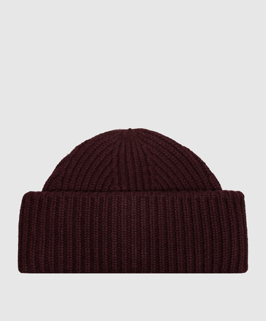 Bonnet bordeaux en laine et cachemire