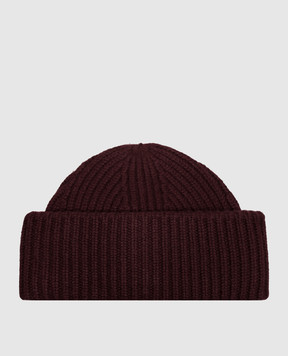 Yves Salomon Burgundy beanie hat made of wool and cashmere 23WAA502XXMACL