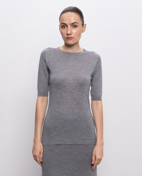Fabiana Filippi Grey melange cashmere and silk top MAD216F001N907